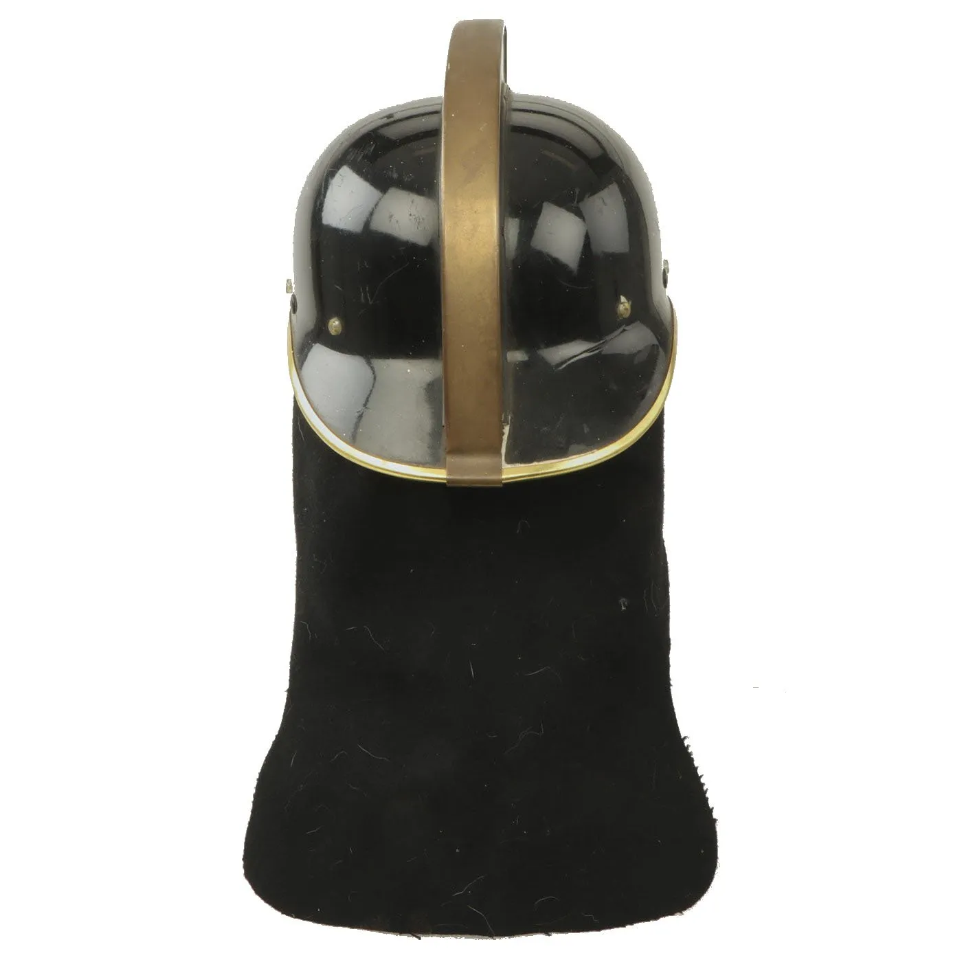 Original 20th Century German Brass Mounted Fiber Shell Feuerwehr Fire Brigade Helmet by Römer
