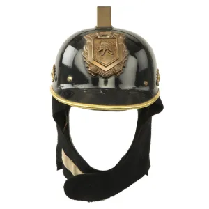 Original 20th Century German Brass Mounted Fiber Shell Feuerwehr Fire Brigade Helmet by Römer