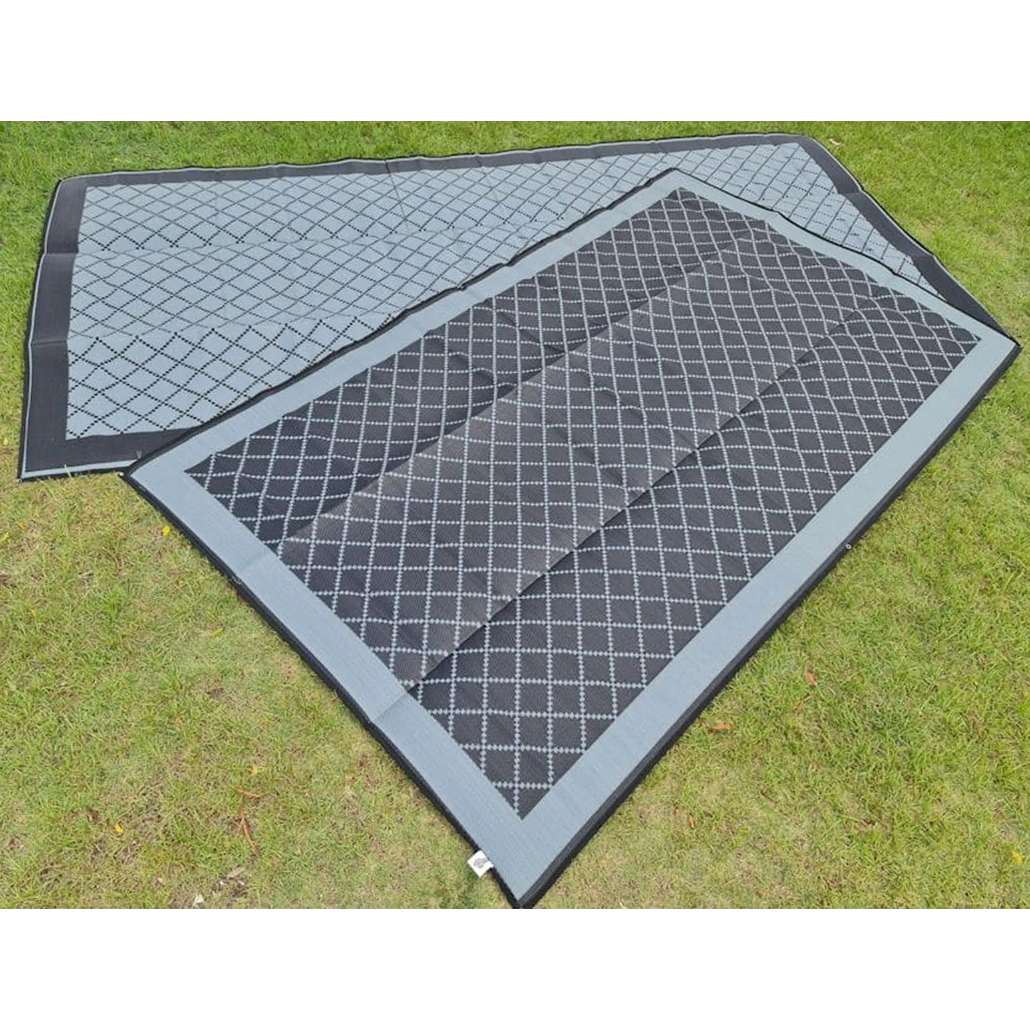 Outdoor Mat - Crisscross Full Grey/Black