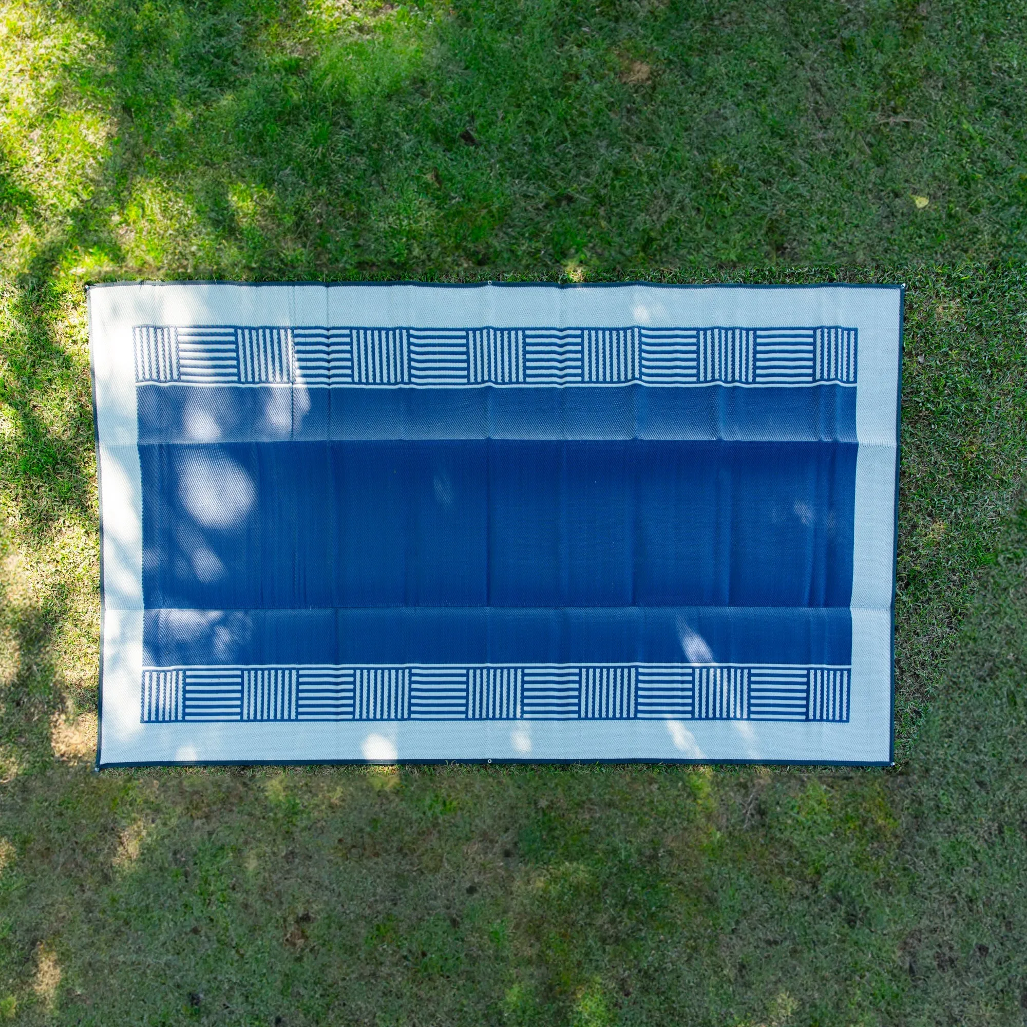 Outdoor Mat - Square Pattern Navy/Grey 3m x 2.4m