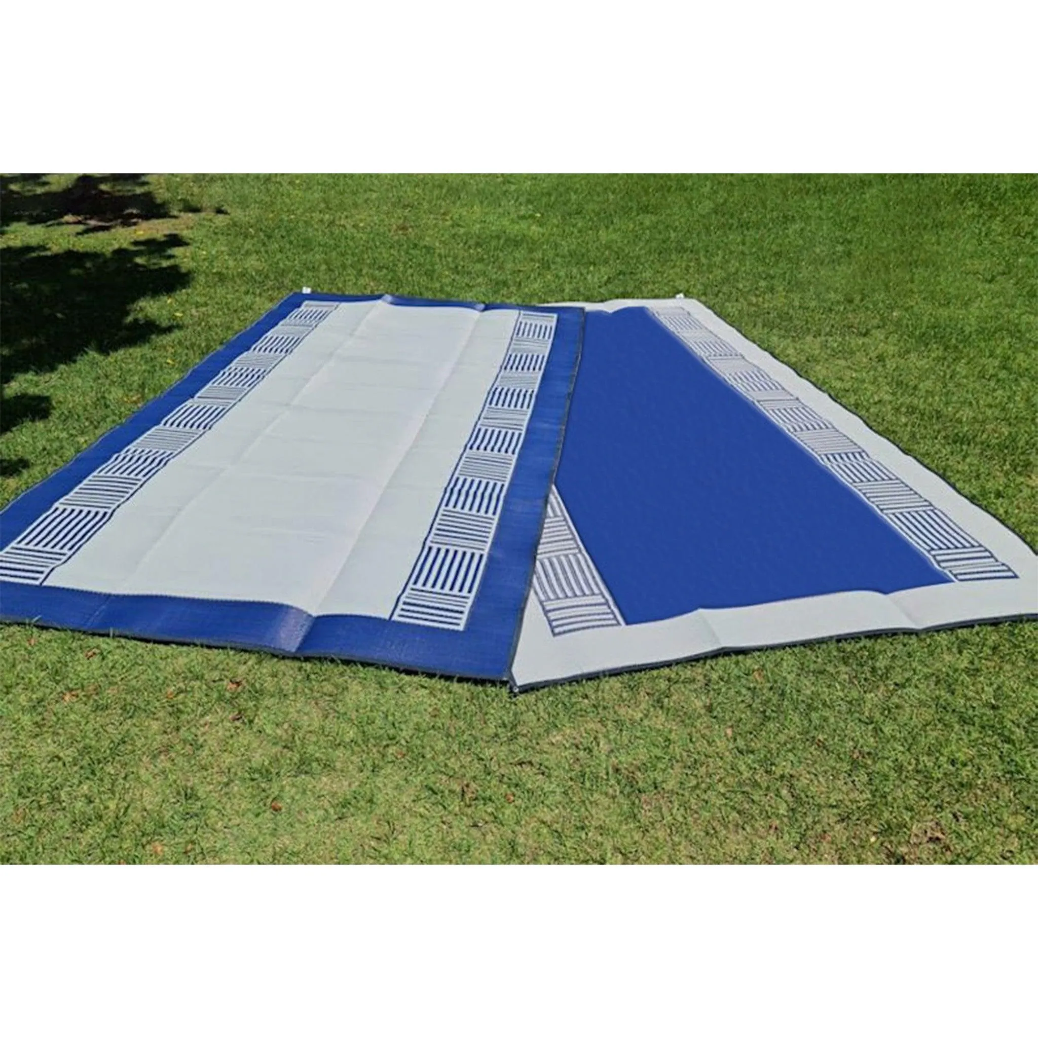 Outdoor Mat - Square Pattern Navy/Grey 3m x 2.4m