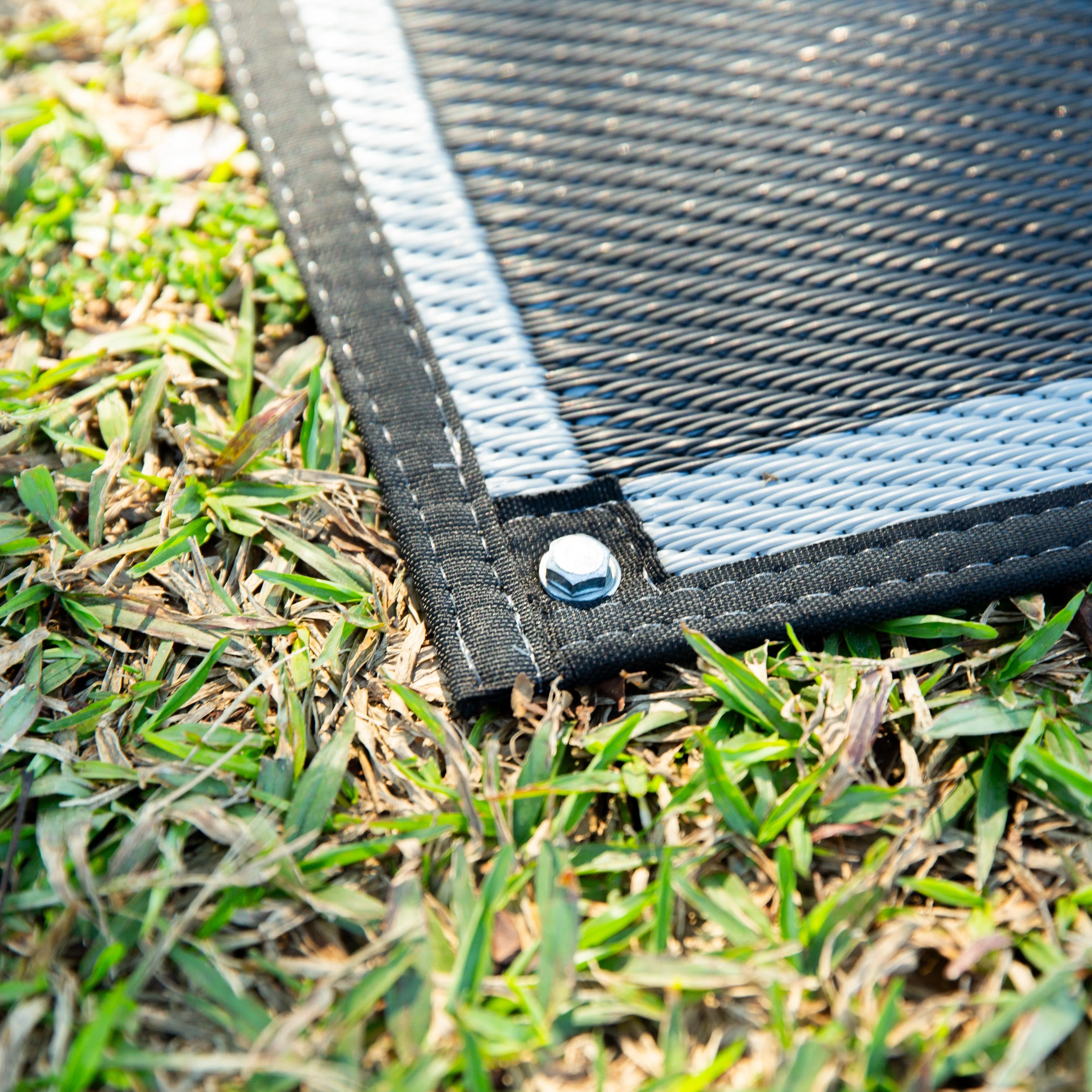 Outdoor Mat - Square Pattern Navy/Grey 3m x 2.4m