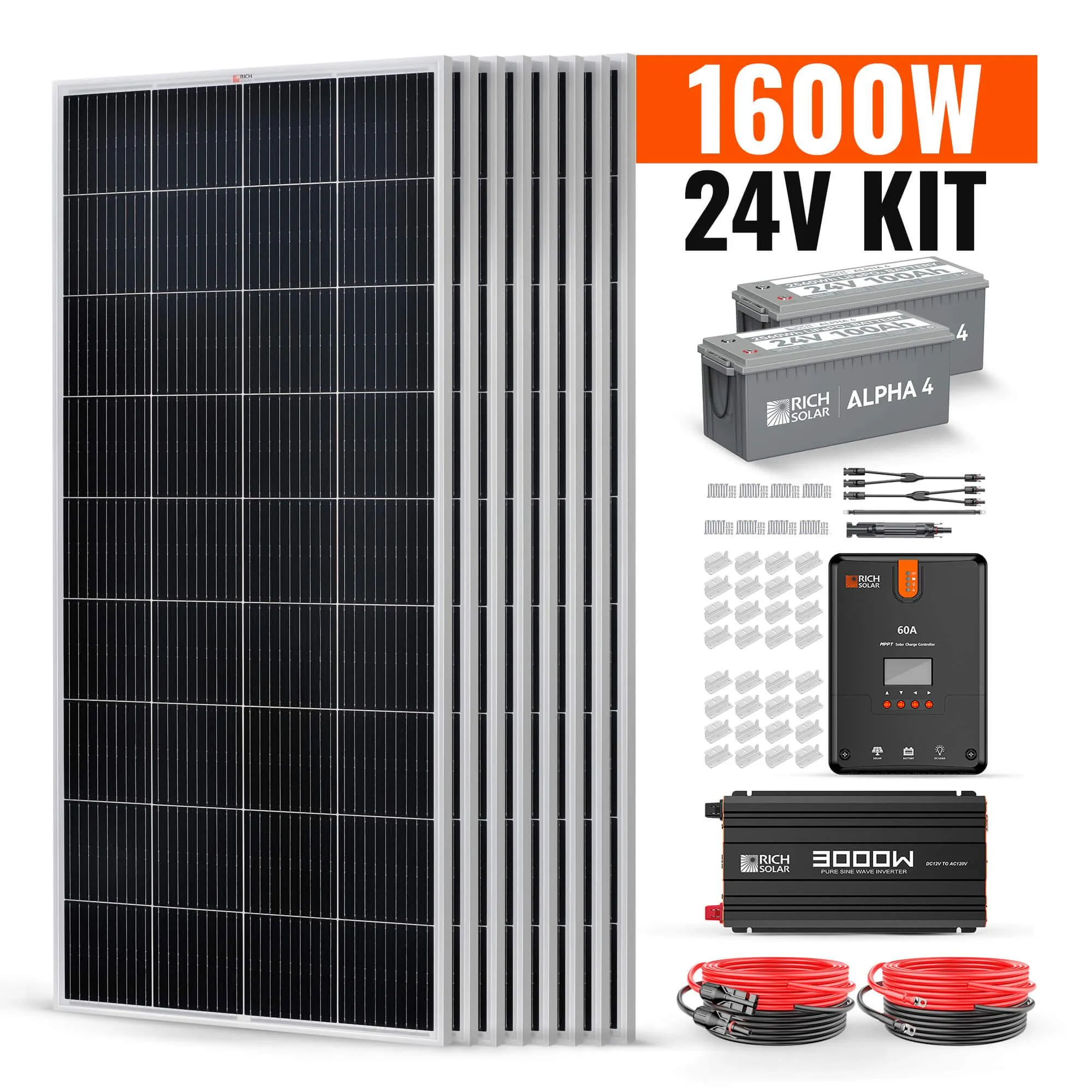 Rich Solar - 1600 Watt 24V Complete Solar Kit