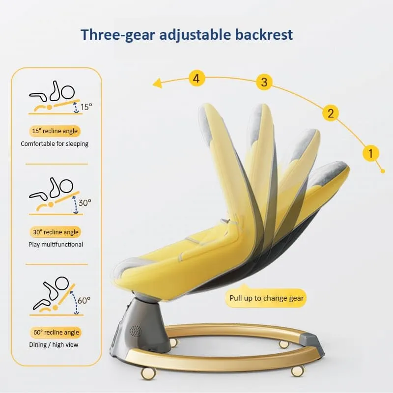 StarAndDaisy 2-in-1 Premium Automatic Electric Swing for Baby with Swivel Wheels, Mosquito Net with, Baby Rocker with Smart Touch Panel & Bluetooth Enabled Music and Remote Control. (Yellow)