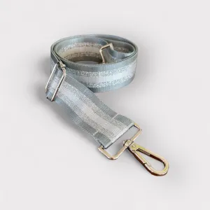 Webbing Shoulder Strap NEW Silver Stripe - Silver Hardware