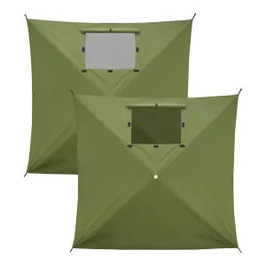 Wind Screen Side Wall Panel with Window, 2 Pack, Beige/Green
