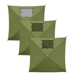 Wind Screen Side Wall Panel with Window,3 packs,Beige/Green