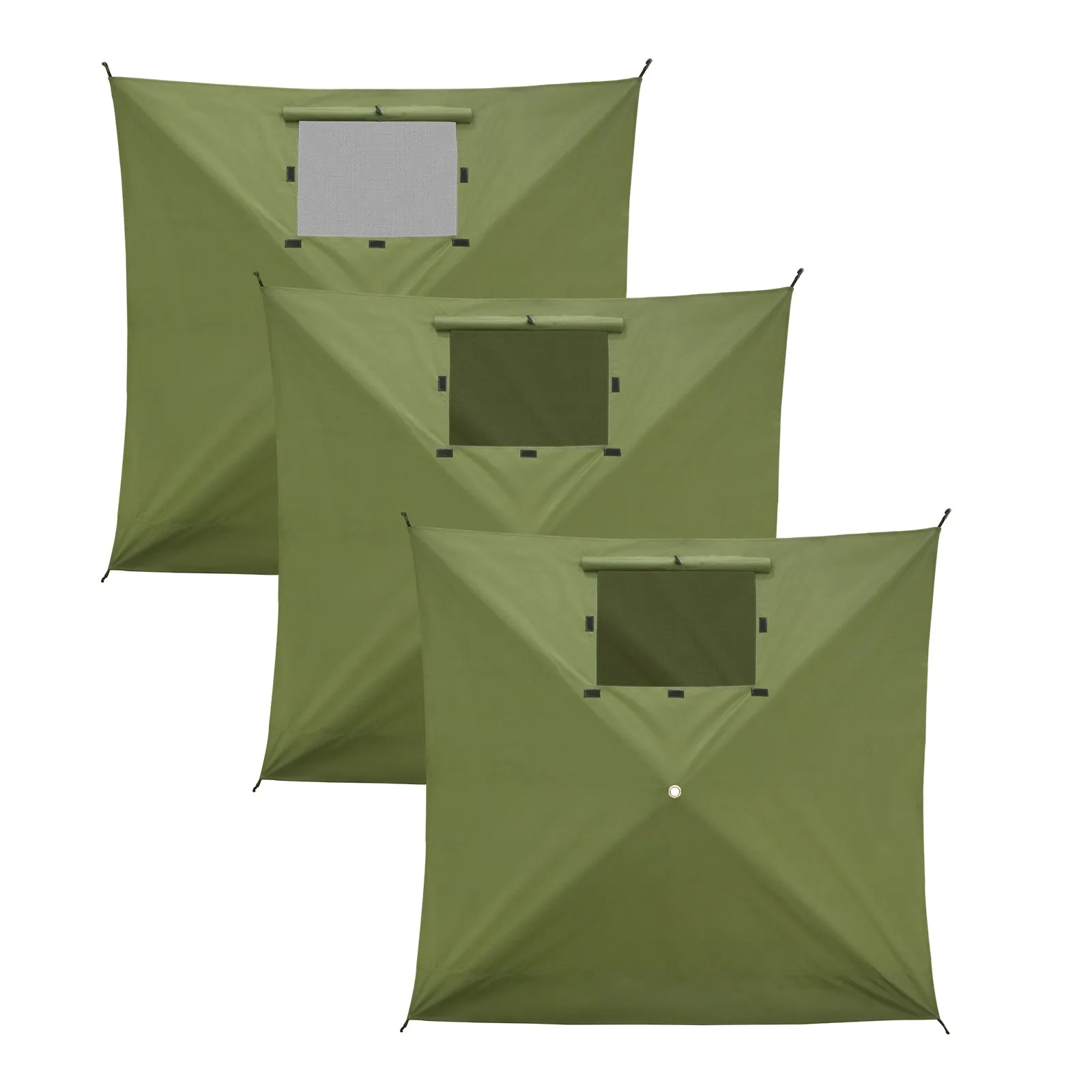 Wind Screen Side Wall Panel with Window,3 packs,Beige/Green