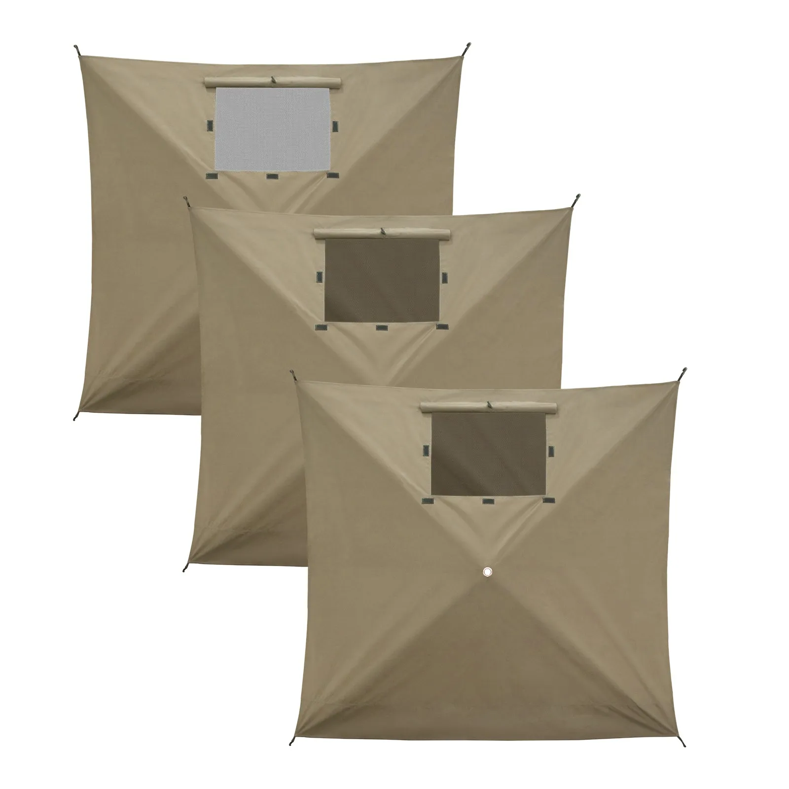 Wind Screen Side Wall Panel with Window,3 packs,Beige/Green