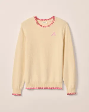 Women's Atlanta Braves Blanche Cotton Blend Crewneck Sweater