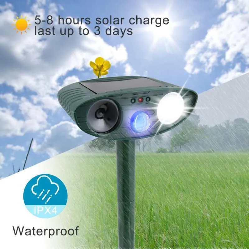 Woodpecker Outdoor Ultrasonic Repeller - PACK OF 2 - Solar Powered Ultrasonic Animal & Pest Repellant - Get Rid of Woodpeckers in 48 Hours